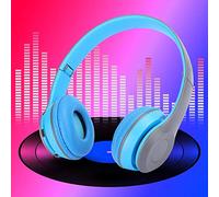 Naroote Auricolari Wireless Bluetooth Sopra L'orecchio, Pieghevoli, Stereo, con Riduzione del Rumore, per Giochi Musicali e Chiamate, Comode Cuffie Antirumore Delicate Sulla Pelle, in Verde e (BLUE)