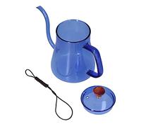 Naroote Bollitore per caffè da Versare Sopra da 350 Ml, Bollitore a Collo di Cigno in Vetro Borosilicato, Macchina per caffè Isolata con Coperchio, Ideale per Casa, Ufficio e Campeggio (BLUE)