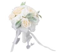 Naroote Bouquet da Sposa, Bouquet Romantico di Fiori Artificiali Leggero Ed Elegante per la Decorazione (WHITE)