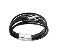 Naroote Bracciale in PU Multifilo, Stile Vintage Eterno, Previene la Caduta dei Braccialetti in PU da Indossare in Viaggio (colore acciaio)