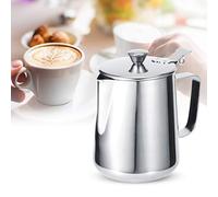 Naroote Brocca da caffè Resistente in Acciaio Inossidabile, Tazza per Schiuma di Latte Addensata per Barista Domestico, Coperchio Incluso, 600 Ml/1000 Ml (600)