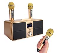 Naroote Cassa Bluetooth per Karaoke 2x15W Kit con Microfono Wireless (GOLD) | **"ABS Metal Housing, Home Singing Practice, AUX USB Storage Card, System, Phone Tablet Laptop Compatible"** in Italiano