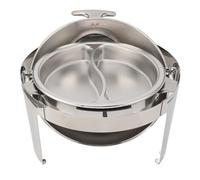 Naroote Completo Gioco di Chafer in Acciaio Inossidabile, Piatto di Sfregamento Spesso, Ammortizzazione Idraulica, Facile da Pulire per Cena (2 padella compartimento)