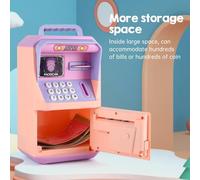 Naroote Contenitore per Monete Salvadanaio Elettrico Portatile Riconoscimento Facciale Simulato Messaggio Vocale per Bambini Bank Opzioni Lingua Inglese/Cinese (Pink)
