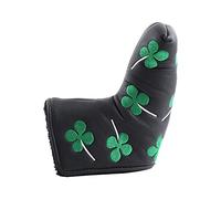 Naroote Copriputter da in PU Verde Copricapo Lucky Four Leaf Clover per Putter a Lama, Impermeabile e Resistente, Adatto a Tutti i Putter di Stile, per attività di (BLACK)