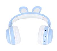 Naroote Cuffie Bluetooth 5.0 Rabbit Ear Cuffie Wireless Pieghevoli per Bambini con Luce LED per L'apprendimento Online, materiale: ABS (BLUE)