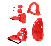 Naroote Custodia Protettiva in Silicone VR, Set di Custodie Protettive 5 in 1 per Dissipazione del Calore, Copertura per il Viso, Copertura Antipolvere, per Impugnatura del Controller, Taglio (rosso)
