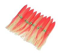 Naroote Esca per Calamari Realistica con Gonna Luminosa in Silicone, Esca da Pesca per Pesci Grossi, 30 Cm/11,8 Pollici, Set da 10 Pezzi (PINK)