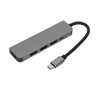 Naroote Hub Type C 5 in 1, Espansione USB con Supporto 4K, per (GRAY) | Materiale in lega di alluminio, Plug and Play, compatibile con laptop di tipo C, USB 3.0 ad alta velocità, versatilità