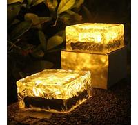 Naroote Lampada Solare Paesaggistica Forma Unica di Mattoni di Ghiaccio Luce Ad Energia Solare per Batteria Al Litio da Giardino Inclusa (Bianco caldo)