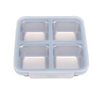 Naroote Lunch Box in Acciaio Inossidabile, Contenitore per Alimenti a 4 Scomparti con Coperchio a Prova di Perdite per Adulti, Lavabile in Microonde, Lavabile in Congelatore, Box per (BLUE)