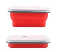 Naroote Lunch Box Pieghevole in Silicone Contenitore Alimenti Portatile per Impiegati, Lunch Box Pieghevole Senza BPA per Microonde e Lavastoviglie, Capacità 600ml, Verde (rosso)