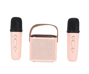 Naroote Macchina Karaoke, Set di Altoparlanti RGB Light Modern Design per il Microfono per Feste (Roseo)