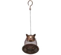 Naroote Mangiatoia per Uccelli in Ferro a Forma di Gatto Dal Design Carino per la Decorazione da Appendere del Giardino della Villa 16x16x18 Cm