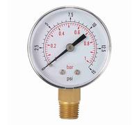 Naroote Manometro con Quadrante della Pressione dell'acqua del Filtro della Piscina da 50 Mm, Filettatura 1/4 NPT Doppia Scala Bar PSI, per Applicazioni Industriali Spa per Piscine (1)