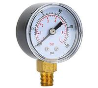 Naroote Manometro Meccanico a Doppia Scala Coperchio Trasparente per Aria Olio Acqua 1/8 BSPT Connessione Inferiore per 0-15 Psi, 0-1 Bar Utilizza 6x4x2,5 Cm (0-100 psi, 0-7 bar)