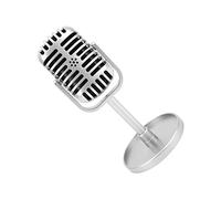 Naroote Microfono Falso, Microfono Giocattolo a Proposito 3.1x6.5x2in Classico Propri con Pad di Base per le Riprese di Danza di Danza Pratica Usando i Oggetti di Scena del (SILVER)