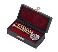 Naroote Mini Tromba Giocattolo, Replica di Tromba Verniciata a Spruzzo Design Raffinato per Scrivania (3,54 pollici) in Ottone Oro