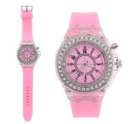 Naroote Orologio Al Quarzo per Bambini con Retroilluminazione Colorata e per ragazze. Cinturino in Silicone Regolabile in 4 Colori (PINK)