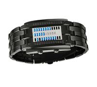 Naroote Orologio Binario da Uomo, Orologio a Matrice Binaria con Retroilluminazione Blu, Sport Casual per gli Sport all'aria Aperta (Nero di piccola dimensione)