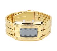 Naroote Orologio da Uomo Alla Moda, Squisito Orologio LED in Lega Impermeabile con Display Binario per L'uso Quotidiano (Oro maschile)
