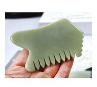 Naroote Pettine Guasha in Giada, Pettine per Massaggio del Cuoio Capelluto, Rilassante per la Testa con Materiale in Giada, Ideale per Ridurre le Rughe, 11,5x6 Cm (Come mostrato)