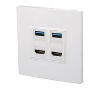 Naroote Piastra a Muro Ethernet con Interfaccia Multimediale HD Piastra a Muro USB 3.0 Ad Alta velocità 4K 60HZ a 4 Porte per Computer con Proiettore TV per Uso in Ufficio Domestico