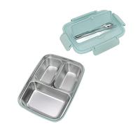 Naroote Portapranzo a 3 Scomparti, Contenitori Portapranzo Interni Portatili in Acciaio Inossidabile 304 con Cucchiaio e Bacchette per Ufficio, Scuola, Viaggi e Picnic (BLUE)