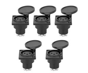 Naroote Presa Audio XLR per Telaio Femmina Impermeabile di Alta qualità a 3 Pin per Connettore Microfono con Contatti in Metallo Naturale per Studi o Installazione a Parete, Presa XLR in ABS 5 Pezzi