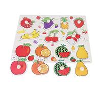 Naroote Puzzle Educativo con Pomello Cognitivo in Legno con Impugnatura per Bambini, Giocattolo Non Tossico con Numeri/animali/frutta, Migliora il Pensiero Spaziale e L'immaginazione, Ottimo per il