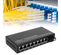 Naroote Ricetrasmettitore in Fibra Tx1310nm RX1550nm Fino a 25 Km 1 Porta Ottica 8 Porte Elettriche Switch in Fibra Ethernet Monomodale Modem in Fibra 100-240 V Convertitore da Fibra a (Spina UE)