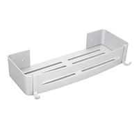 Naroote Scaffale Parete per Bagno, Contenitori Angolari in Alluminio Resistente, Organizer Efficiente per Accessori per la Doccia, 1 unità (Nastro quadrato blu monostrato 2 ganci perforati)