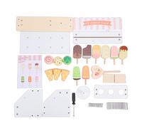 Naroote Set da Gioco per Gelateria in Legno, Giocattolo per Giochi di Ruolo per Bambini per L'interazione Sociale e la creatività, con Bancone dei Gelati per i Giochi Scolastici a Casa