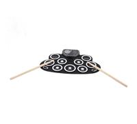 Naroote Set di Batteria Elettronica Ricaricabile Tramite USB con Doppio Altoparlante per Bambini, Pad da Esercitazione con Batteria Avvolgibile, Bianco, con 9 Pad per, Adatto a Tutti gli Ambienti,