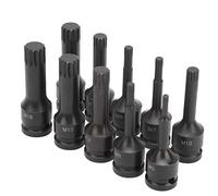 Naroote Set di Socket Esagonali, Bit di Trasmissione Quadrati 10pcs Set di Socket Quadrati 1/2 Pollici di Cacciavite Bit di Cacciatore CRMO Impatto M5 Strumento di Lunghezza 78 Mm Impatto Allen di