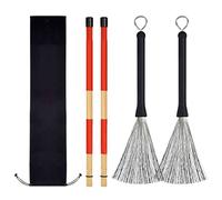Naroote Set di Spazzole per Bacchette Regolabili, Anelli Sospesi, Superficie Scivolosa, Spazzole Metalliche per Tamburo, Custodia in Gomma, Acciaio, per un Effetto Sonoro più Leggero