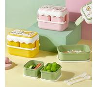 Naroote Simpatica Scatola Portatile per il Pranzo del Cartone Animato Box per Microonde per Bambini e Studenti, Contenitore per il Pranzo in Plastica per Bambini con Maniglia per Impiegati - Rosa