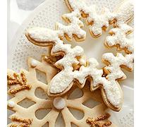 Naroote Stampo per Biscotti con Fiocchi di, Stampo per Dolci con Fiocchi di 3D, per Torta con di in Acciaio Inossidabile con 19x2,5 Cm, Ideale per Dolci e Torte Invernali (SILVER)