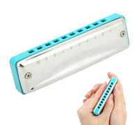 Naroote Strumento Musicale Portatile Harmonica Blues a 10 Fori per Principianti e Professionisti in Chiave Db, Copertura in Acciaio Inossidabile, Adatto per i Viaggi (BLUE)