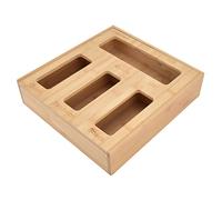 Naroote Supporti per Borse da in bambù per Sacchetti per la Conservazione degli Alimenti, Soluzione di Archiviazione Contrassegnabile a 4 Slot per la Domestica, 32,5x30,5x7,6 Cm