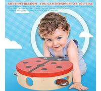 Naroote Tamburello Compatto Portatile, Campanello per Tamburo, Simpatico Strumento a Percussione in Legno per Improvvisare Ritmi, Giocattolo Musicale Regalo per Bambini, Tamburello da 15 Cm per