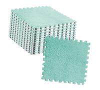 Naroote Tappetino in Schiuma Peluche Antiscivolo Tagliabile Piastrelle per Pavimenti a Mosaico Caldi per Zona Giorno 10 Pezzi (GREEN)