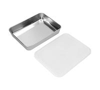 Naroote Teglia da Forno in Acciaio Inossidabile, Tela da Telaio in Acciaio Inossidabile in Non Cottura con Copertura e Specchio Lucido per il Campeggio da Cucina Domestico (M 25x25x10.5cm /