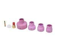 Naroote TIG Coppe di Saldatura, Kit per Lenti a Gas TIG 7 Pcs Kit Lente a Gas Connettore Porta Elettrodi a Tazza di Ceramica PTFE Coppa Anteriore per WP 9 20 25