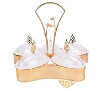 Naroote Vassoio Dorato per Noci Diviso, Elegante Piatto da Portata con Coperchio e Manico, Vassoio Organizzativo per Frutta, Noci e Caramelle, Ideale per Feste, Campeggio e Decorazioni da Viaggio