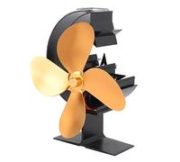 Naroote Ventilatore per Stufa, Ventilatore per Stufa a Legna in Lega di Alluminio a 4 Pale, Motivo a Luna e Stella, Multiuso per Stufa a Legna (GOLD)