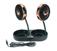 Naroote Ventola di Raffreddamento per Auto USB, Ventola USB per Auto a Doppia Testa Interruttore di Controllo Indipendente Rotazione a 360° DC 5V per Berline SUV Camion (GREEN)