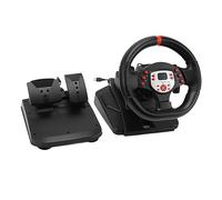 Naroote Volante da Corsa, Volante da Gioco Simulatore di Corse 5 in 1 Forza Motrice Volante da Corsa Vibrazione Volante per PC con Pedale Al Volante da 180 Gradi per PC