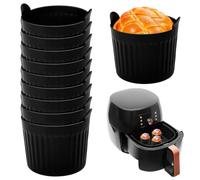 NAROSEBE 10 Pezzi Pirottini per Friggitrice Ad Aria, Stampi in Silicone per Friggitrice ad Aria Stampi per Uova in Silicone Muffin Friggitrice Air Fryer Riutilizzabili Stampo per Muffin Budini Cupcake