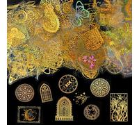 NAROSEBE 225 Pezzi Adesivi Laser in Oro Caldo, 75 Modelli per Stampa a Caldo, Vintage PET per Diario Scrapbooking e Artigianato Fai da Te
